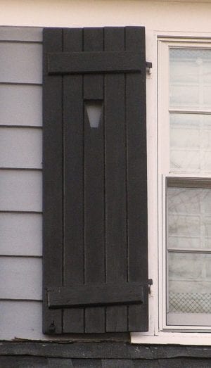 black board and batten shutter with cutout