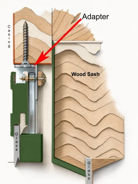 storm window adapter for eastern window sash