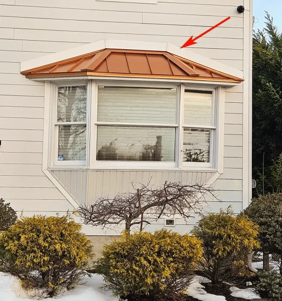 fake copper bay window metal roof